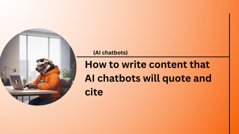 A digital illustration showing how to write content that AI chatbots will quote and cite using structured data and authority signals.