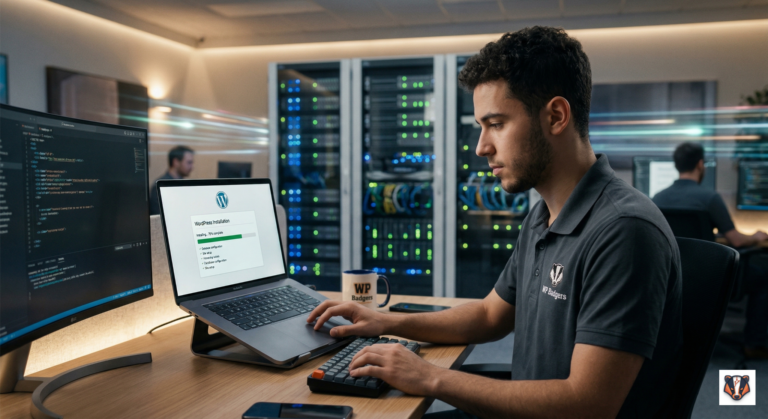 A professional developer at WP Badgers showing how to install WordPress on a high-performance cloud server.